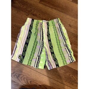 Cross Colours Green Purple GEOMETRIC Swim Trunks SURFER Beach HIP HOP Shorts Sm